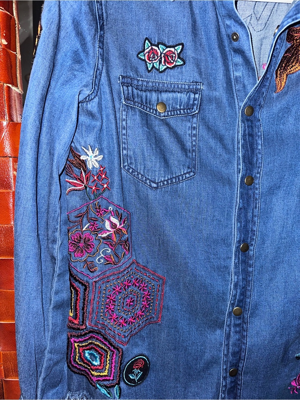 Spell Blue Denim Shirt Jacket Flower child - Picture 3 of 16